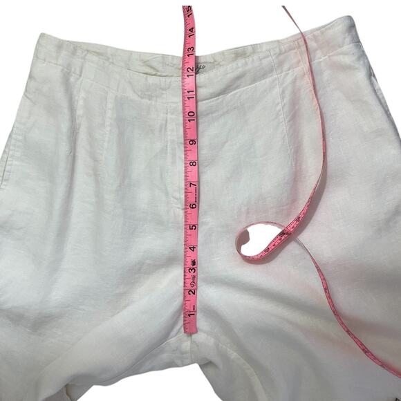 J.Jill Linen Wide Leg Pants Ivory Size 12P Minimalist Classic Casual Chic - Picture 9 of 13